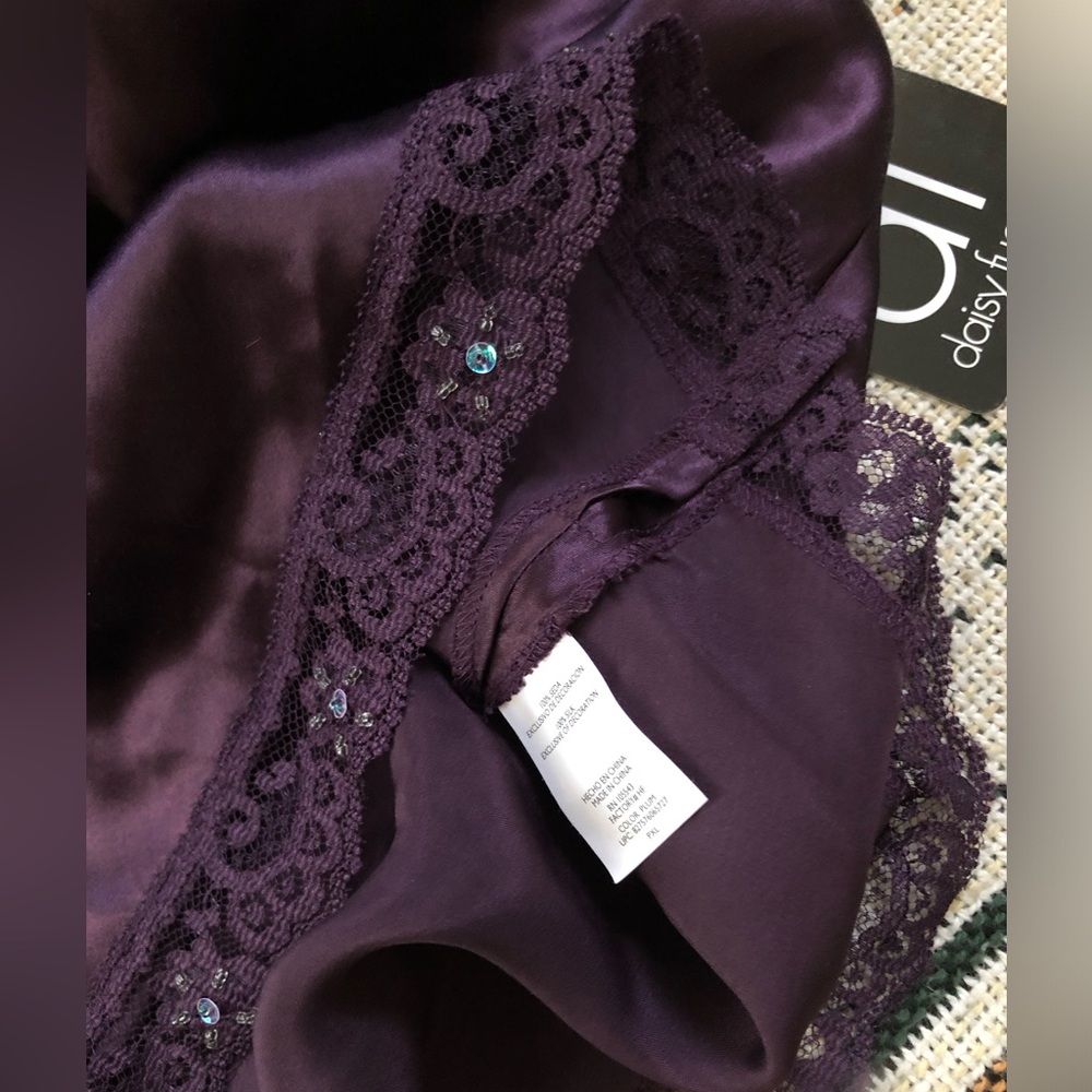 Daisy Fuentes Silk Plum Cami Lace-Trim with Sequins & Beads - Picture 5 of 5